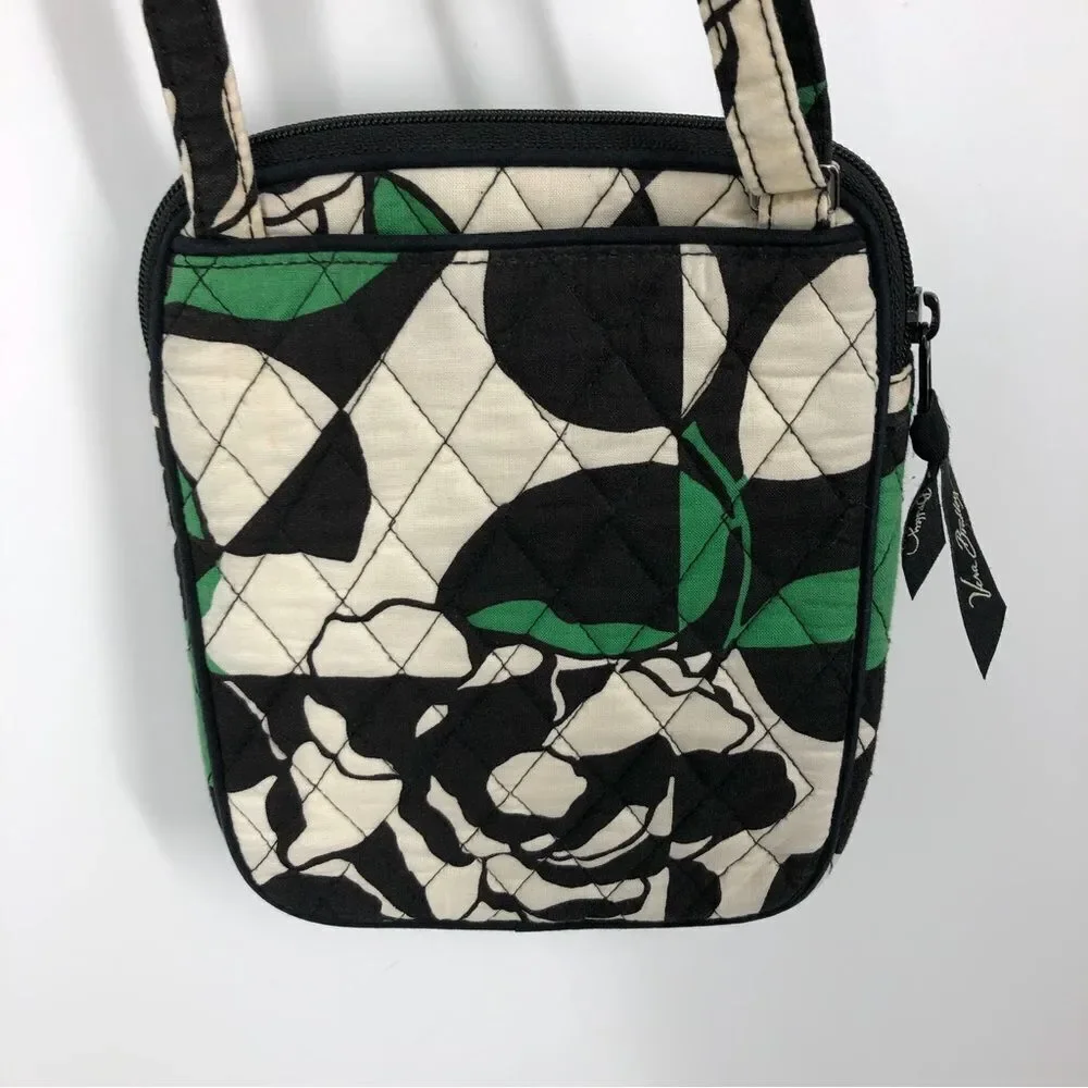 Vera Bradley‎ Hipster Purse Green White Black Quilted Small Crossbody